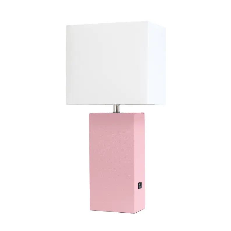Lalia Home Lexington Leather Base Modern Home Decor Bedside Table Lamp with USB Charging Port All The Rages, Inc.