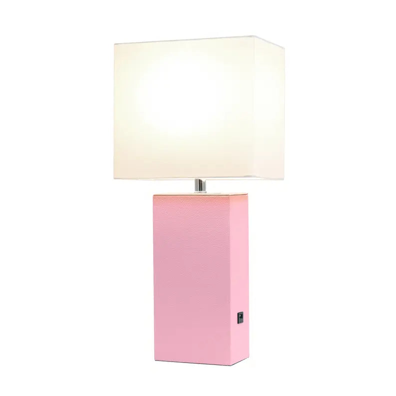 Lalia Home Lexington Leather Base Modern Home Decor Bedside Table Lamp with USB Charging Port All The Rages, Inc.
