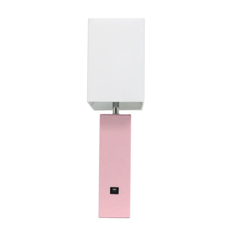 Lalia Home Lexington Leather Base Modern Home Decor Bedside Table Lamp with USB Charging Port All The Rages, Inc.
