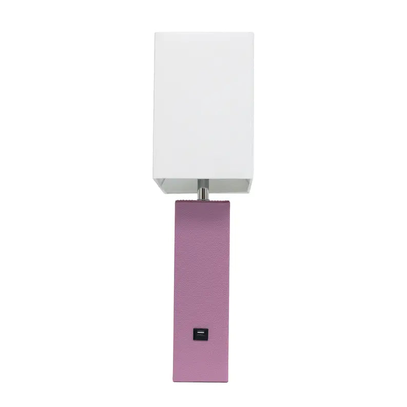 Lalia Home Lexington Leather Base Modern Home Decor Bedside Table Lamp with USB Charging Port All The Rages, Inc.