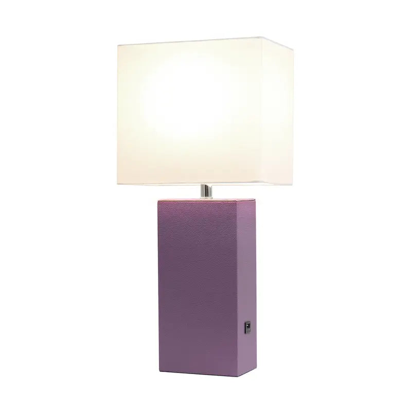 Lalia Home Lexington Leather Base Modern Home Decor Bedside Table Lamp with USB Charging Port All The Rages, Inc.