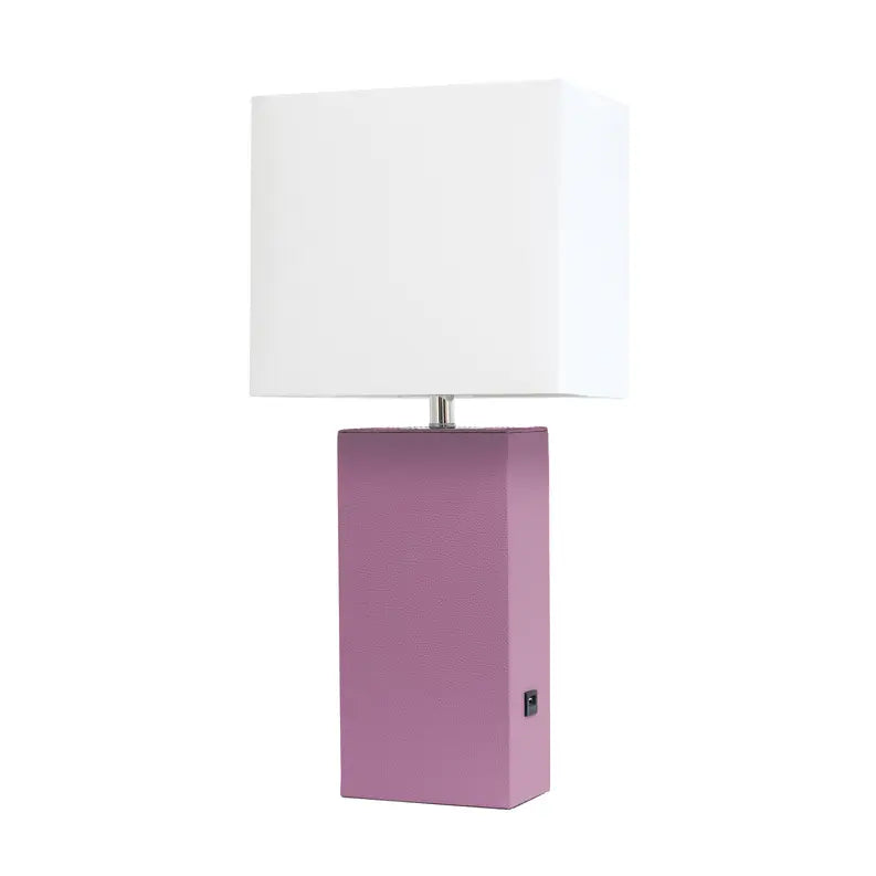 Lalia Home Lexington Leather Base Modern Home Decor Bedside Table Lamp with USB Charging Port All The Rages, Inc.