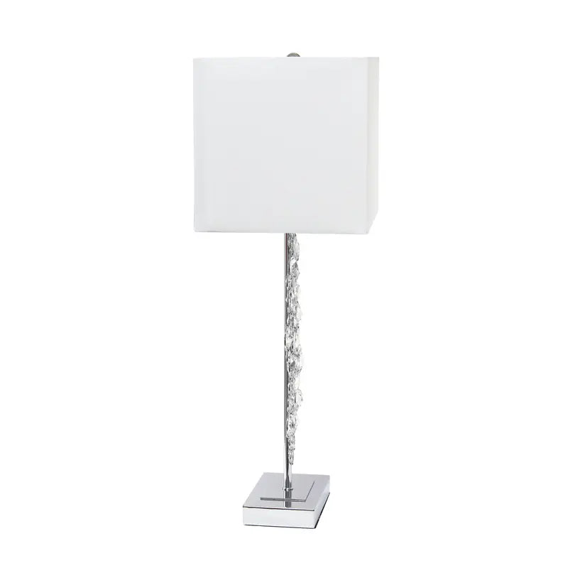Lalia Home Lumiluxxe Tall Contemporary Crystal Glitz and Chrome Glam Table Lamp with White Fabric Rectangular Shade All The Rages, Inc.