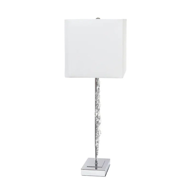 Lalia Home Lumiluxxe Tall Contemporary Crystal Glitz and Chrome Glam Table Lamp with White Fabric Rectangular Shade All The Rages, Inc.