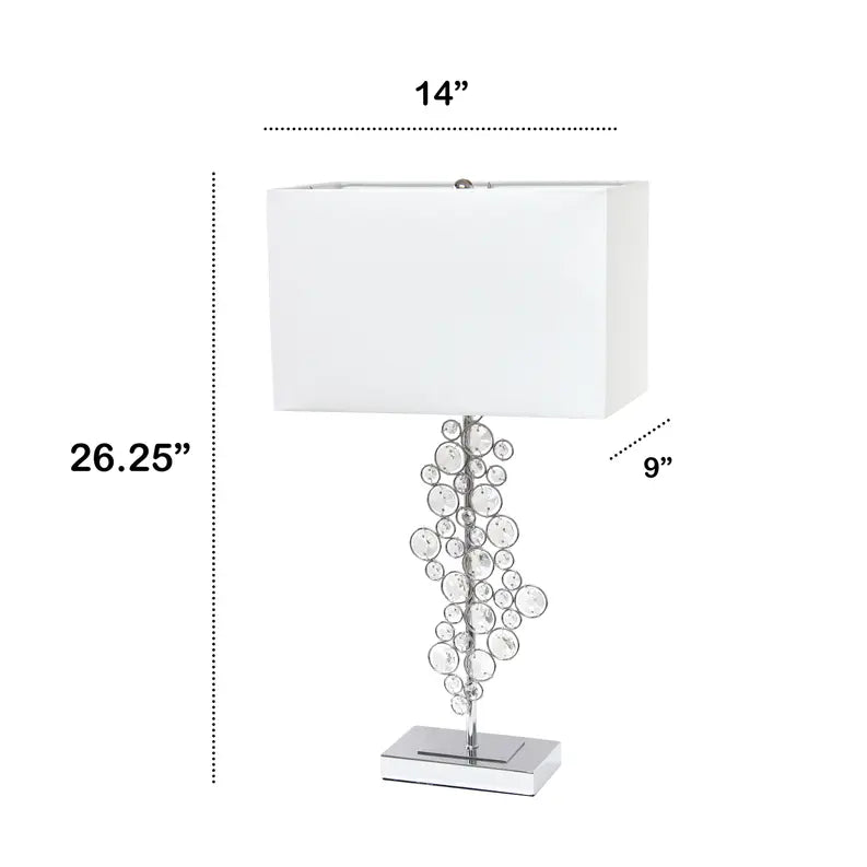 Lalia Home Lumiluxxe Tall Contemporary Crystal Glitz and Chrome Glam Table Lamp with White Fabric Rectangular Shade All The Rages, Inc.