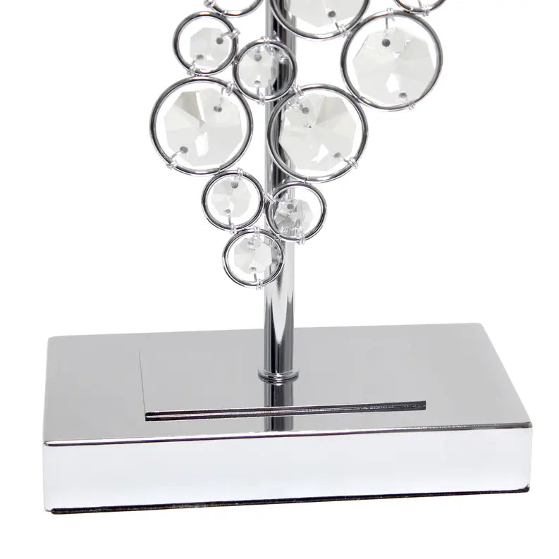 Lalia Home Lumiluxxe Tall Contemporary Crystal Glitz and Chrome Glam Table Lamp with White Fabric Rectangular Shade All The Rages, Inc.