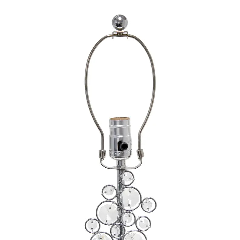 Lalia Home Lumiluxxe Tall Contemporary Crystal Glitz and Chrome Glam Table Lamp with White Fabric Rectangular Shade All The Rages, Inc.