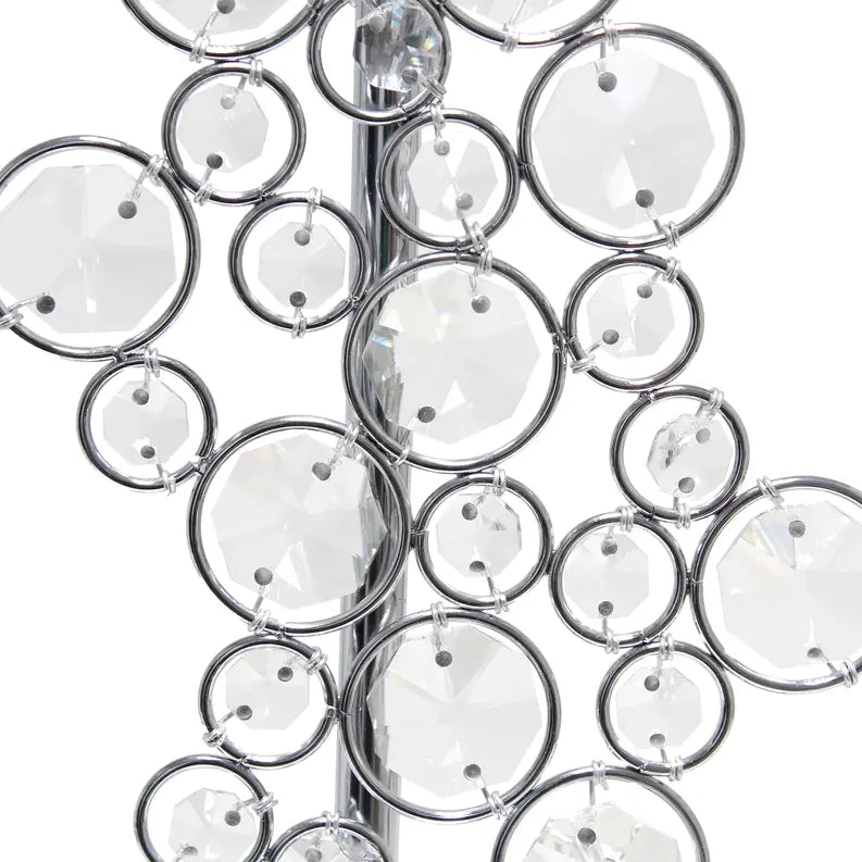 Lalia Home Lumiluxxe Tall Contemporary Crystal Glitz and Chrome Glam Table Lamp with White Fabric Rectangular Shade All The Rages, Inc.