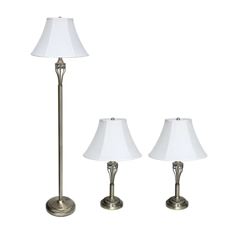 Lalia Home Perennial Roma Classic 3 Piece Metal Lamp Set (2 Table Lamps, 1 Floor Lamp) All The Rages, Inc.