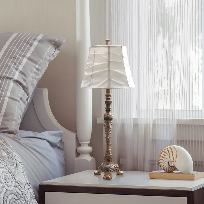 Lalia Home Tall Vintage Embellished Table Lamp with Ruffled Cream Shade for Living Room, Office, Entryway, Nightstand, Dining Room All the Rages