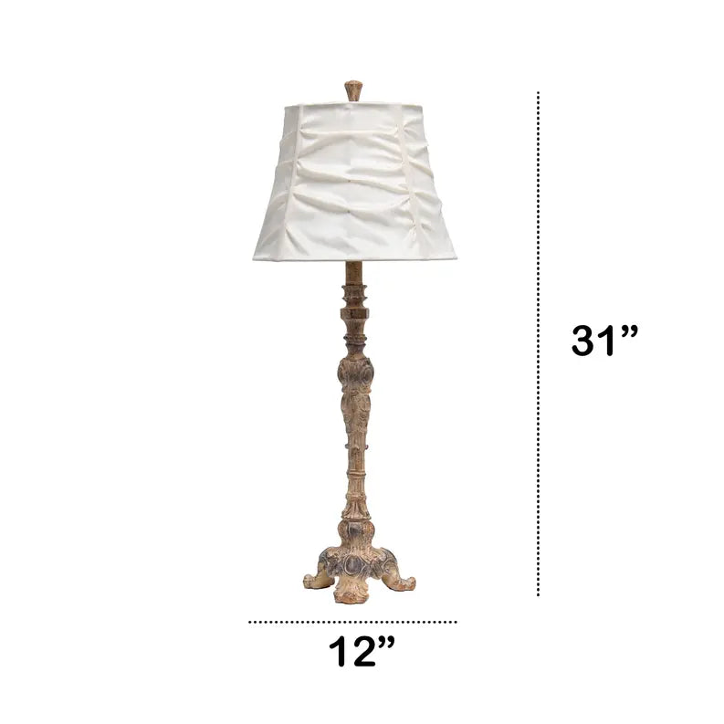 Lalia Home Tall Vintage Embellished Table Lamp with Ruffled Cream Shade for Living Room, Office, Entryway, Nightstand, Dining Room All the Rages
