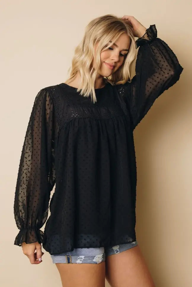 Lamas Ruffle Sleeve Blouse Stay Warm in Style