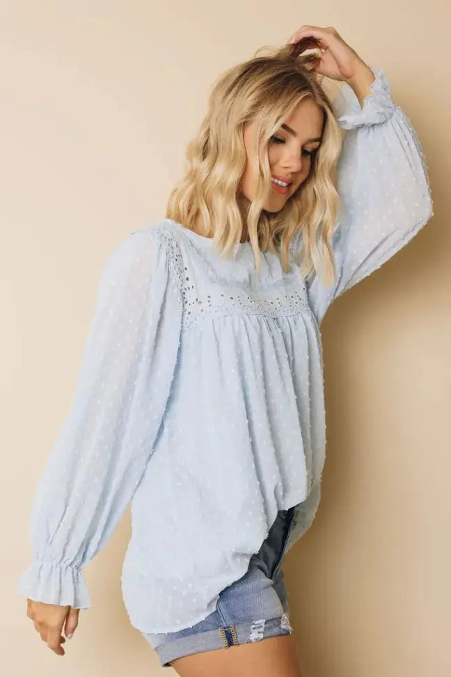 Lamas Ruffle Sleeve Blouse Stay Warm in Style