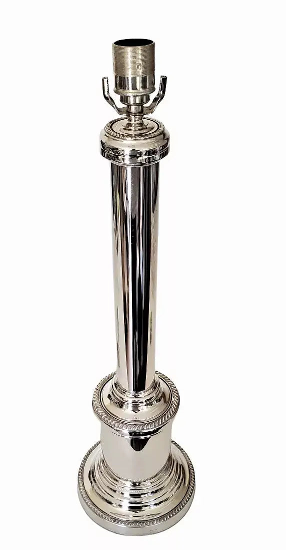 Lamp   with Rope Border English Silver Plate 26"H Without Shade Corbell Silver
