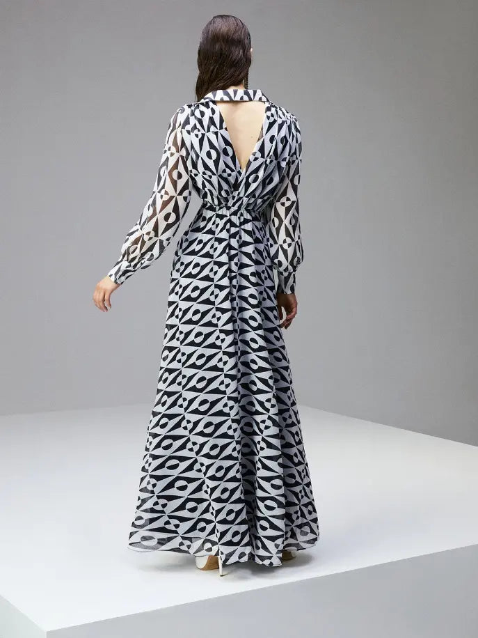 Lapel Collar Slit Dress Monique Store