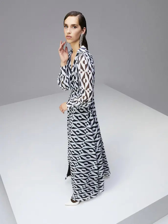 Lapel Collar Slit Dress Monique Store