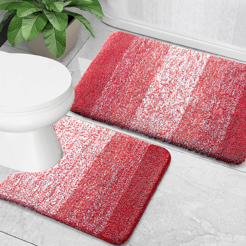 Large 2 Piece Ombre Microfiber Soft Thick Plush Bath Mat Set Home Mart Goods