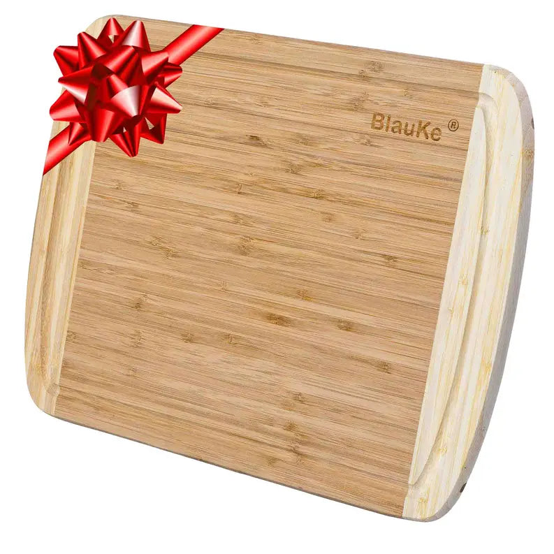 Large Wood Cutting Board for Kitchen 14x11 inch - Bamboo Chopping Board with Juice Groove - Wooden Serving Tray Jarganic