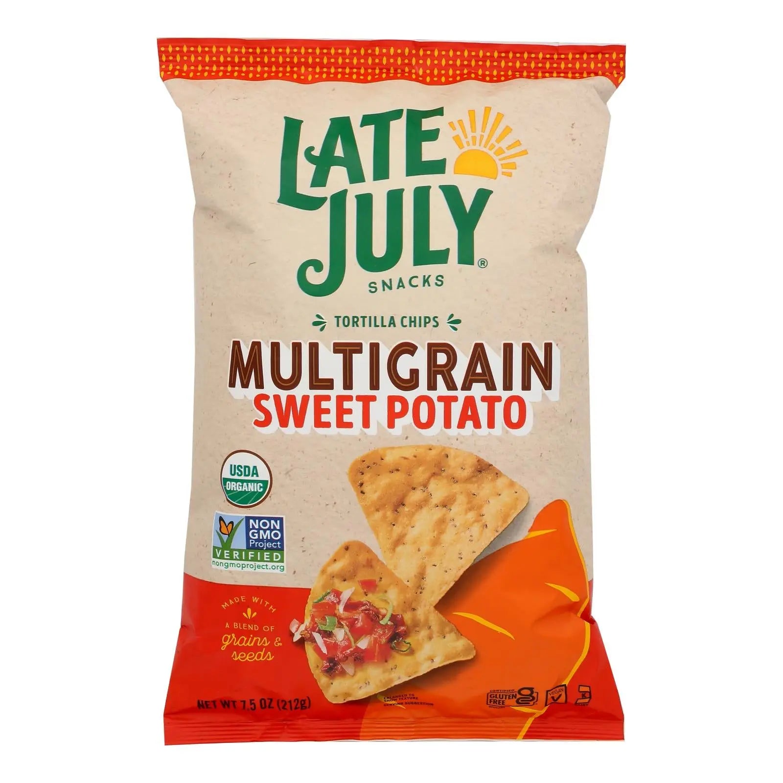 Late July Snacks - Tort Chip Veg Sweet Potato - Case Of 12-7.5 Oz Late July Snacks