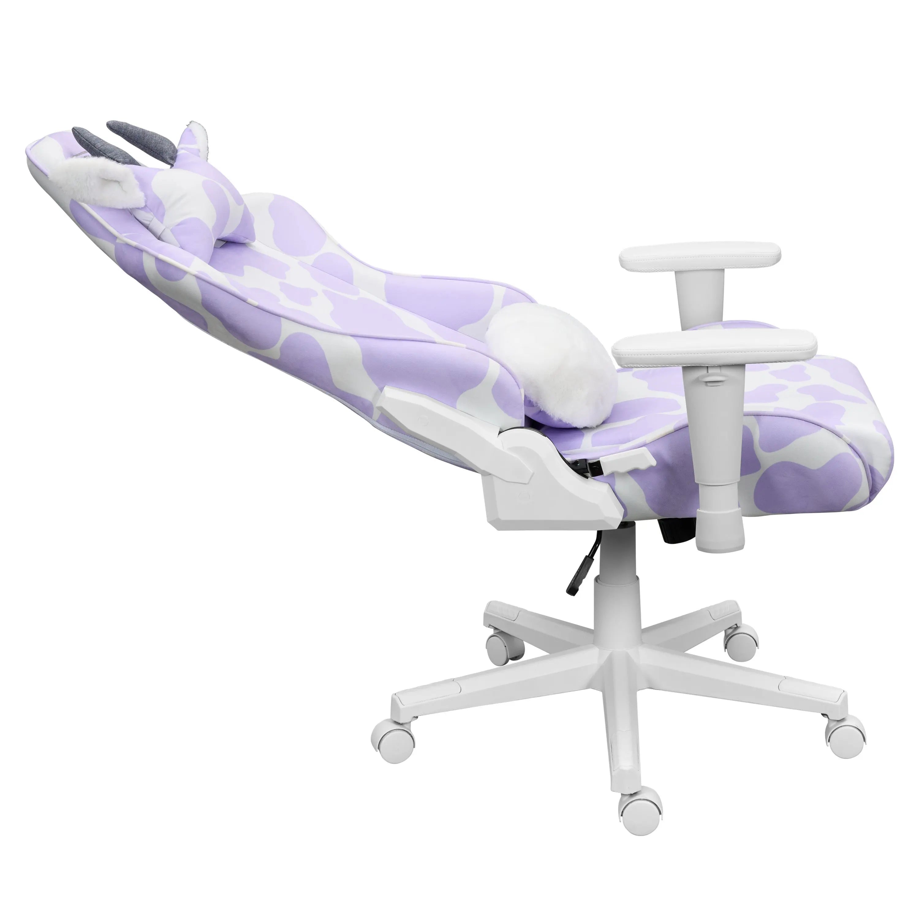 Lavender and White Adjustable Height Swivel Rolling Gaming Chair Homeroots Office