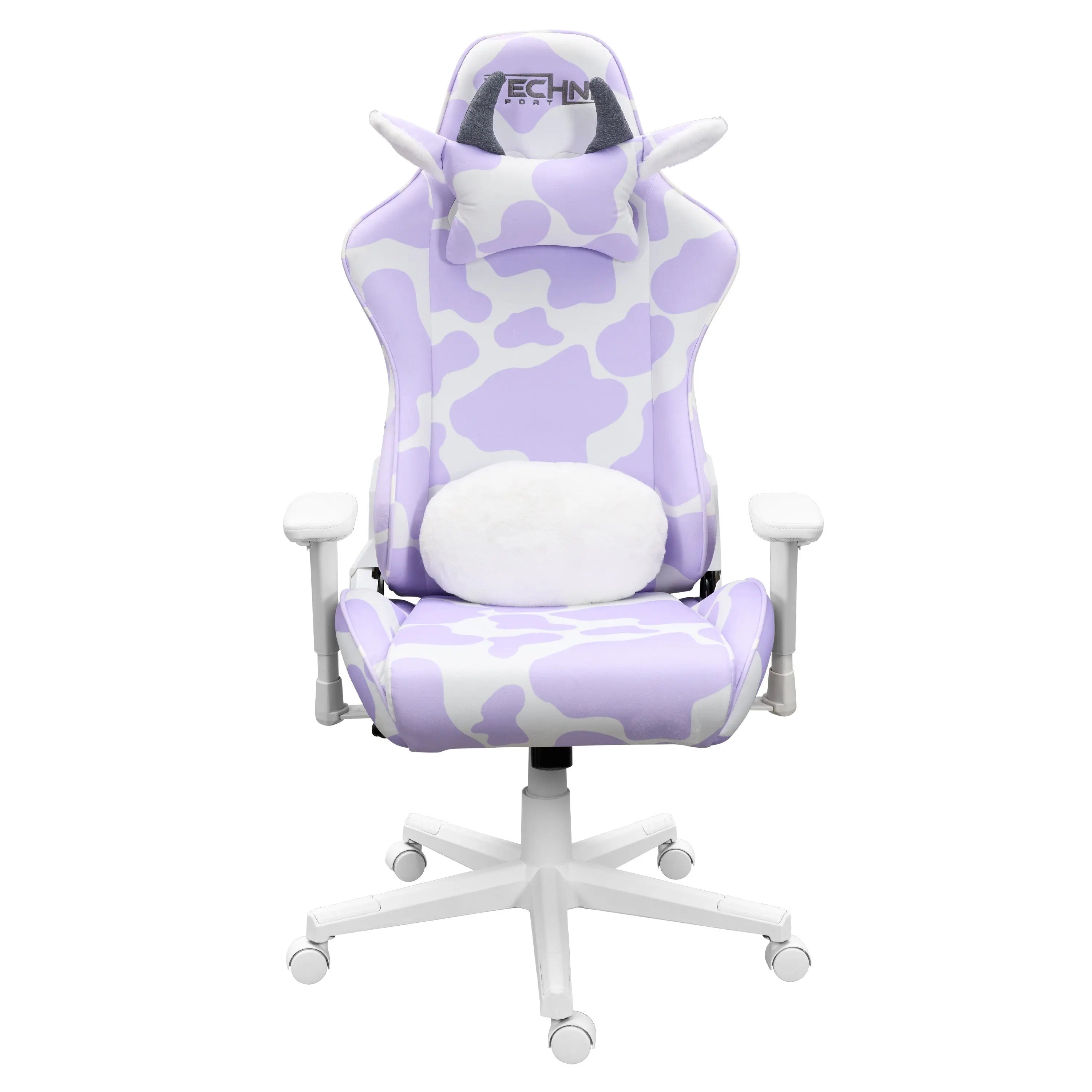 Lavender and White Adjustable Height Swivel Rolling Gaming Chair Homeroots Office