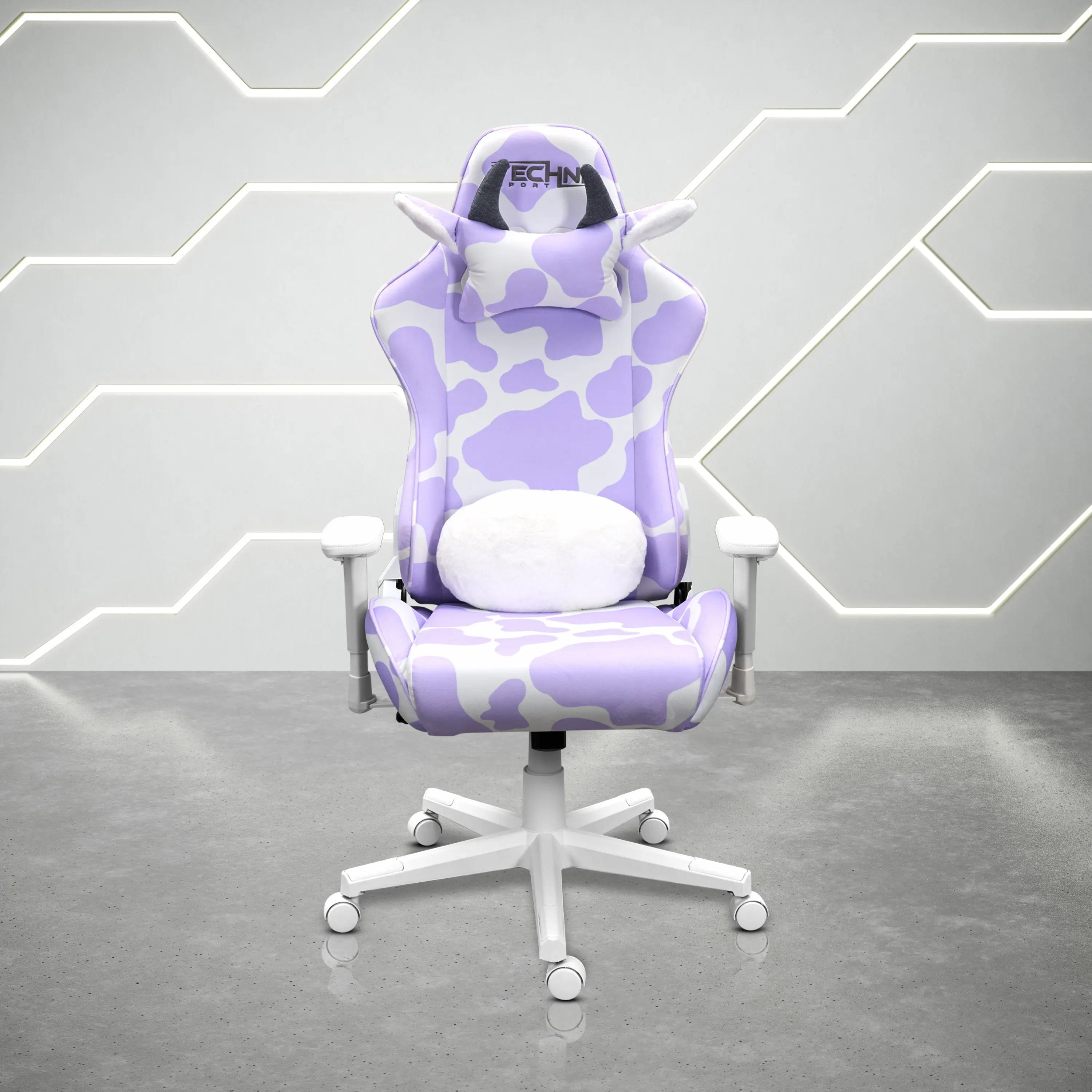 Lavender and White Adjustable Height Swivel Rolling Gaming Chair Homeroots Office
