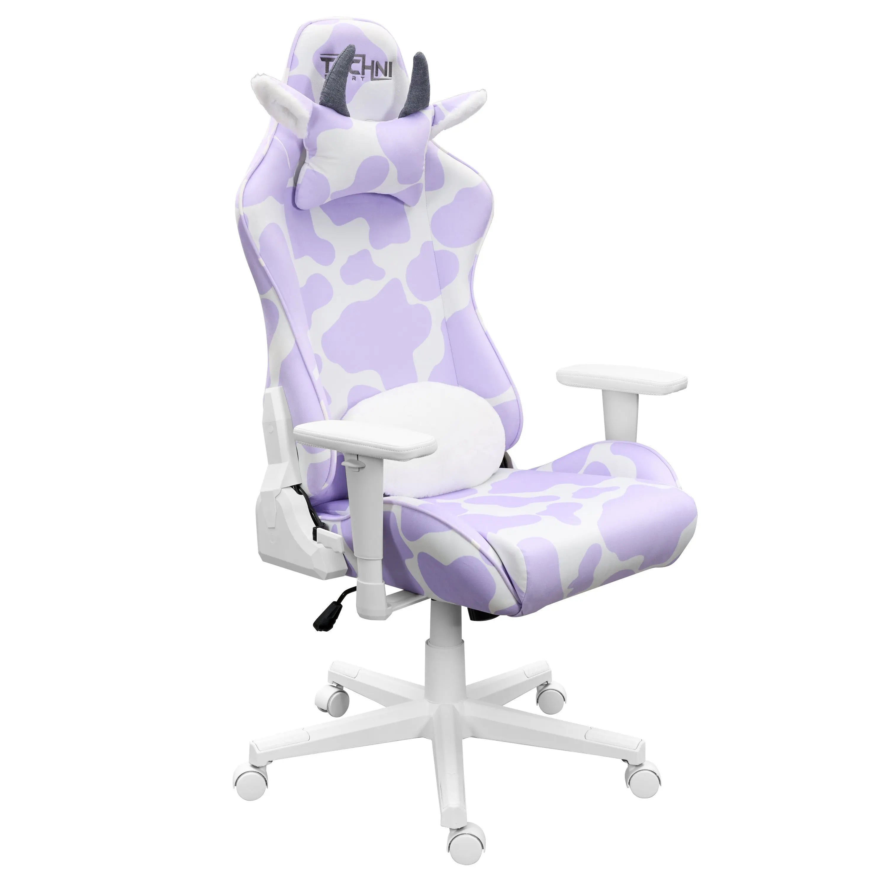 Lavender and White Adjustable Height Swivel Rolling Gaming Chair Homeroots Office