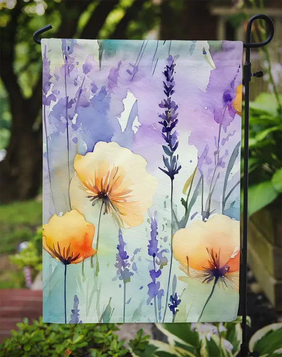 Lavender in Watercolor Garden Flag Caroline's Treasures