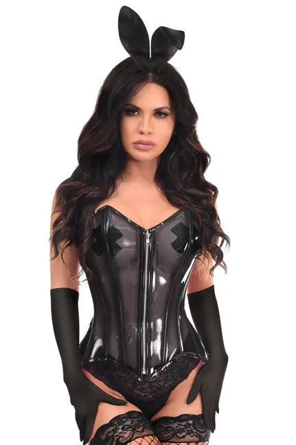 Lavish 4 PC Clear Black Bunny Corset Costume Daisy Corsets