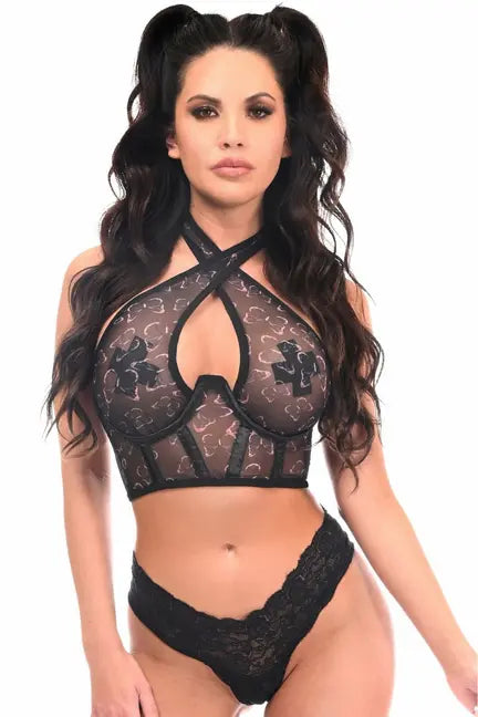 Lavish Butterfly Underwire Cincher with Built In Halter Top Daisy Corsets