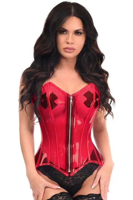 Lavish Clear Red Overbust Corset Daisy Corsets