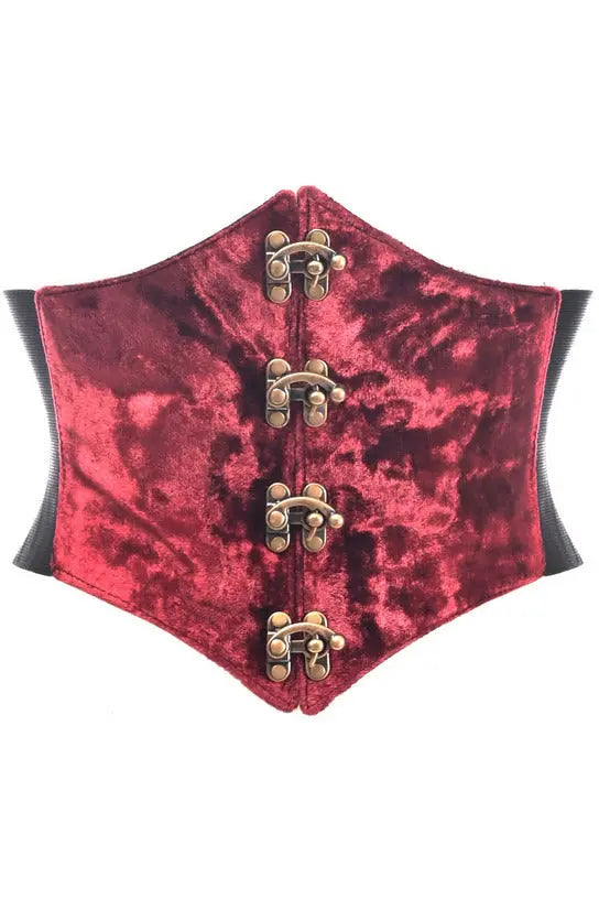 Lavish Crushed Velvet Corset Belt Cincher with Clasps Daisy Corsets