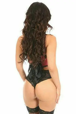 Lavish Fishnet & Faux Leather Lace-Up Short Bustier Top Daisy Corsets