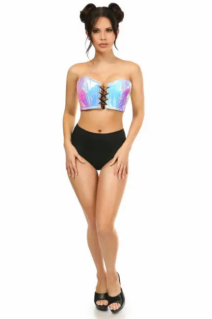 Lavish Holo Lace-Up Bustier Top Daisy Corsets