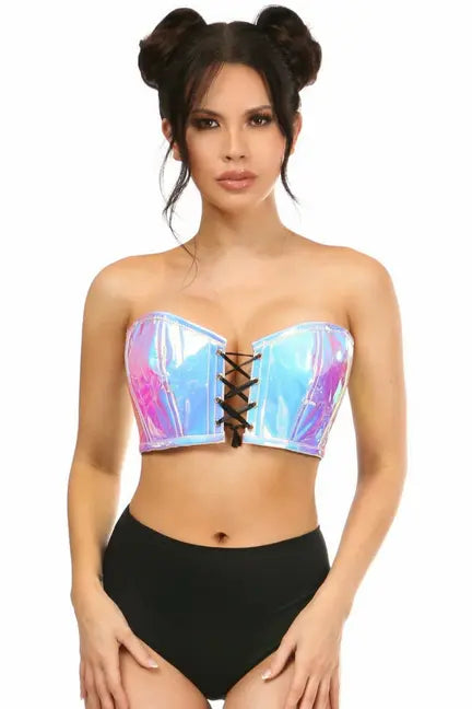Lavish Holo Lace-Up Bustier Top Daisy Corsets