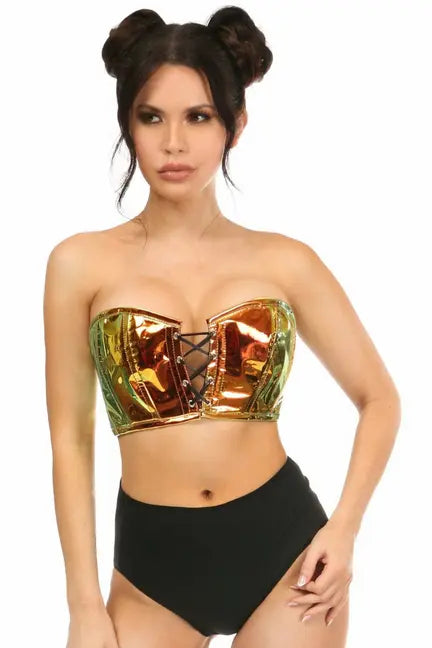 Lavish Holo Lace-Up Short Bustier Top Daisy Corsets