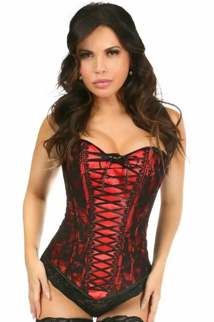 Lavish Lace-Up Over Bust Corset with Black Lace Daisy Corsets