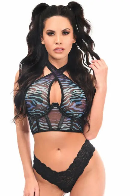 Lavish Mesh Underwire Cincher with Built In Halter Top Daisy Corsets