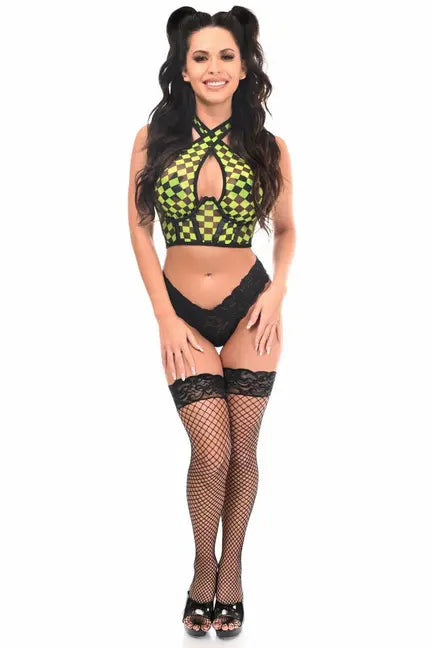 Lavish Mesh Underwire Cincher with Built In Halter Top Daisy Corsets