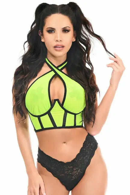 Lavish Mesh Underwire Cincher with Built In Halter Top Daisy Corsets