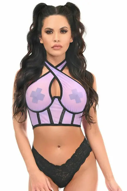 Lavish Mesh Underwire Cincher with Built In Halter Top Daisy Corsets