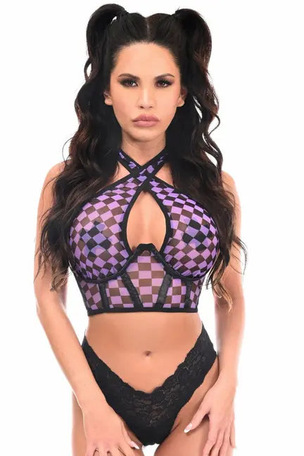 Lavish Mesh Underwire Cincher with Built In Halter Top Daisy Corsets