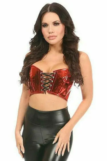 Lavish Metallic Lace-Up Short Bustier Top Daisy Corsets