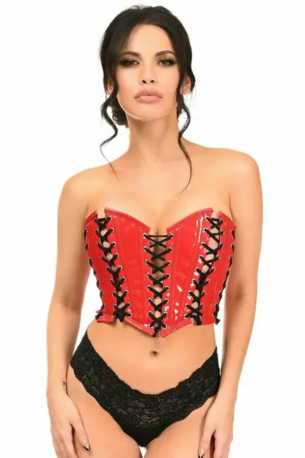 Lavish Patent with Black Lacing Lace-Up Bustier Daisy Corsets