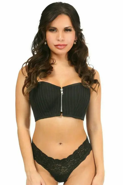 Lavish Pinstripe Short Bustier Top Daisy Corsets