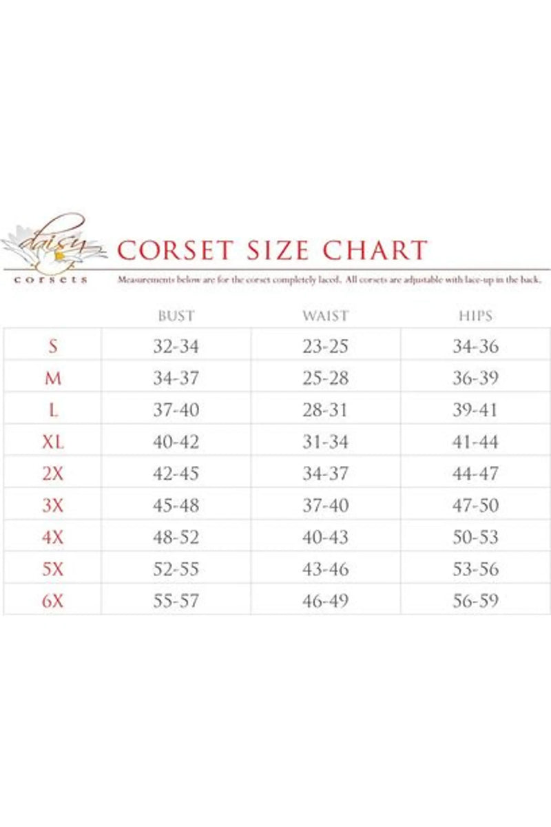 Lavish Red/Black Lycra & Lace Hook & Eye Lace-Up Bustier Corset w/Garters Daisy Corsets
