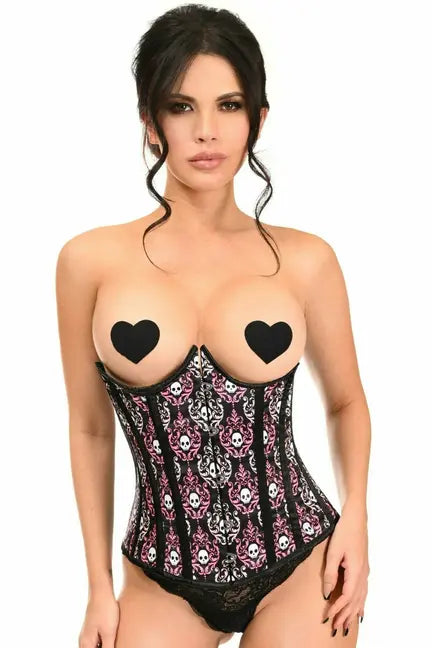 Lavish Skull Print Underwire Open Cup Underbust Corset Daisy Corsets