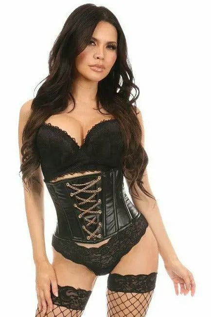 Lavish Wet Look Mini Cincher Corset with Gold Chains Daisy Corsets