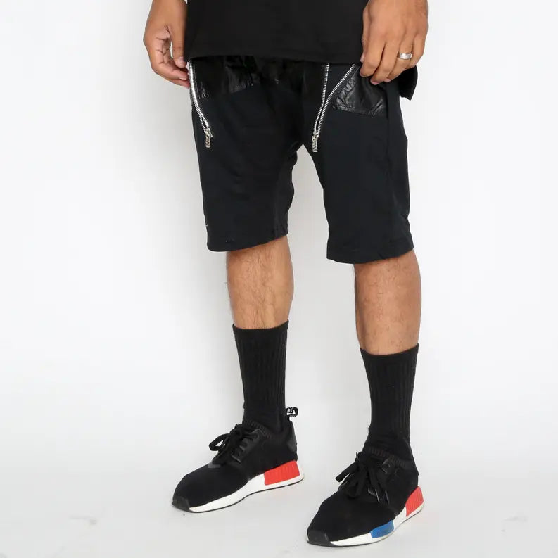 Leather Front Moto Shorts WEIV