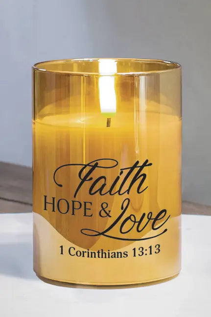 Led Candle Faith Hope & 1 Cor. 13:13 Dicksons Inc
